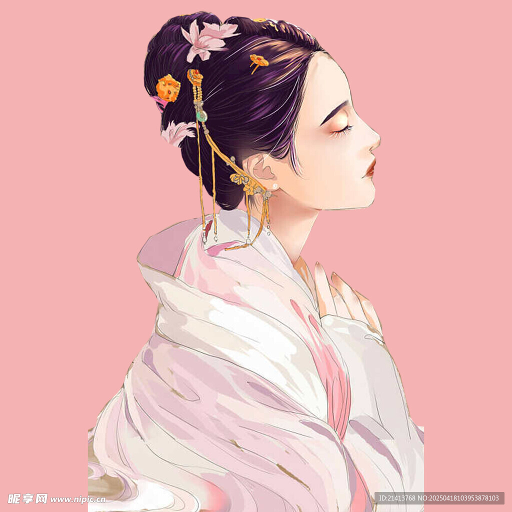 古風佳人側顏圖