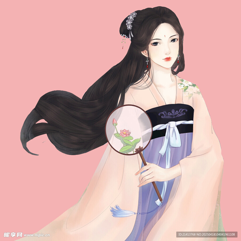 古風持扇優雅漢服女子