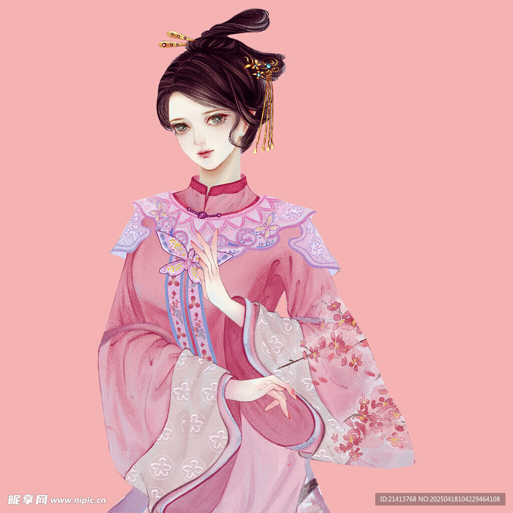 古風漢服女子優雅立姿