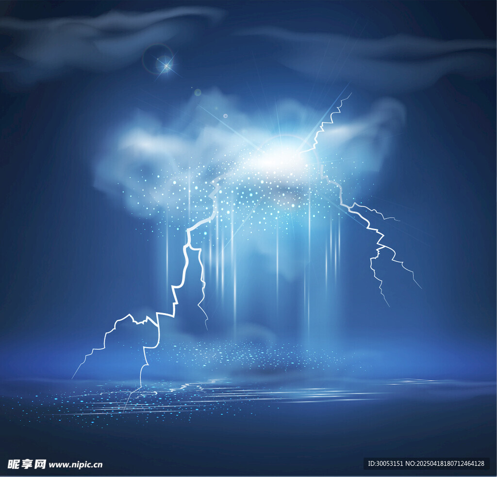 夢幻雷電夜空景象