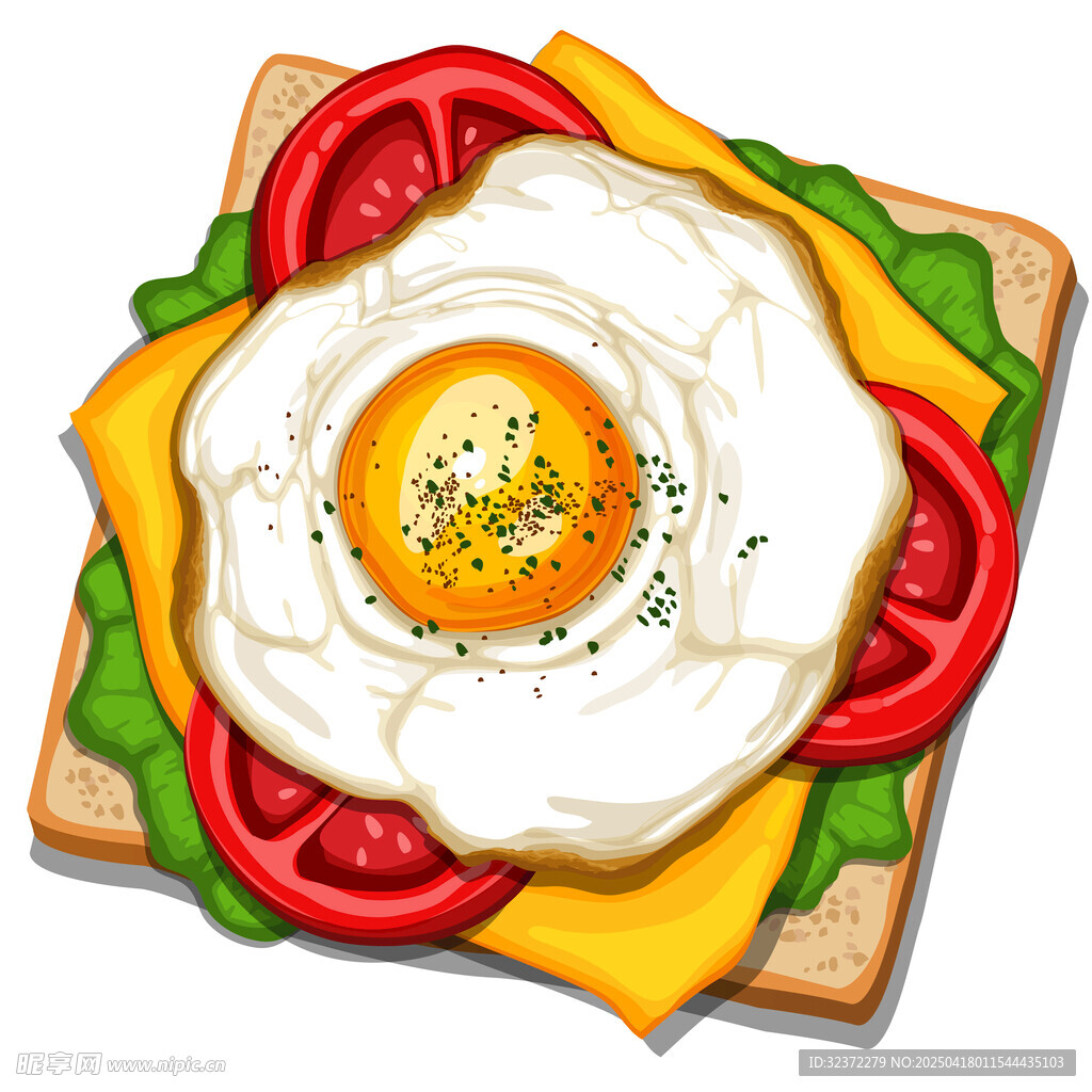 美味煎蛋三明治插畫