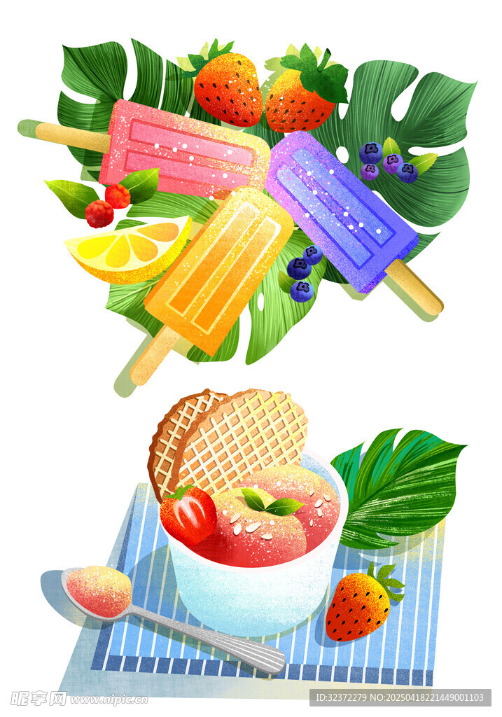 繽紛夏日冰品與水果組合