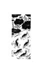 黑白海浪荷花魚(yú)插畫(huà)藝術(shù)作品