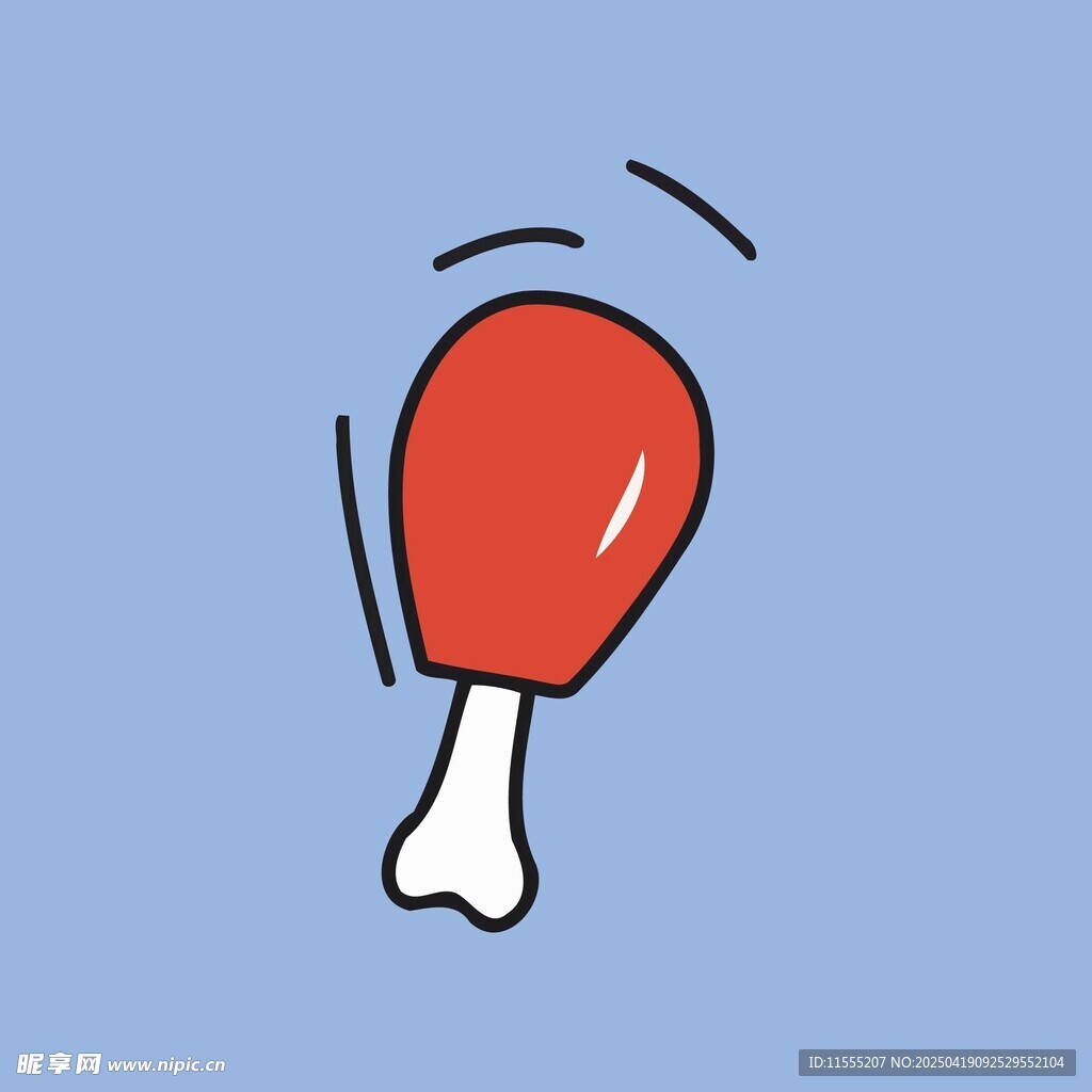 卡通風格的紅色炸雞腿