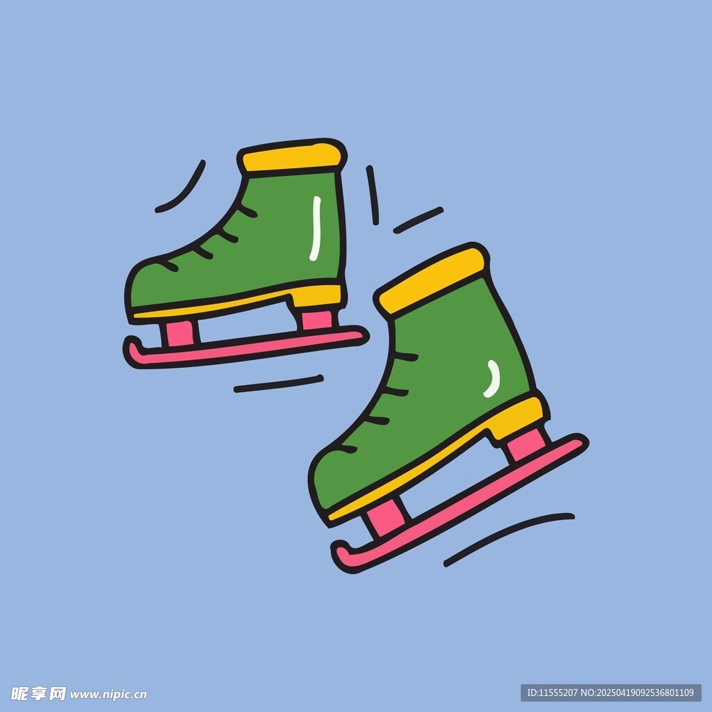 綠色卡通溜冰鞋插畫