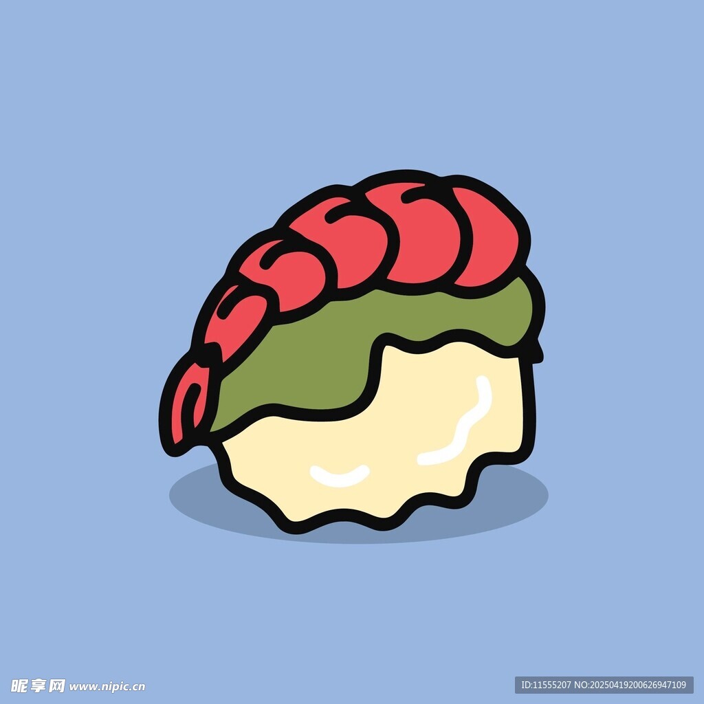 卡通風格蝦肉壽司插畫
