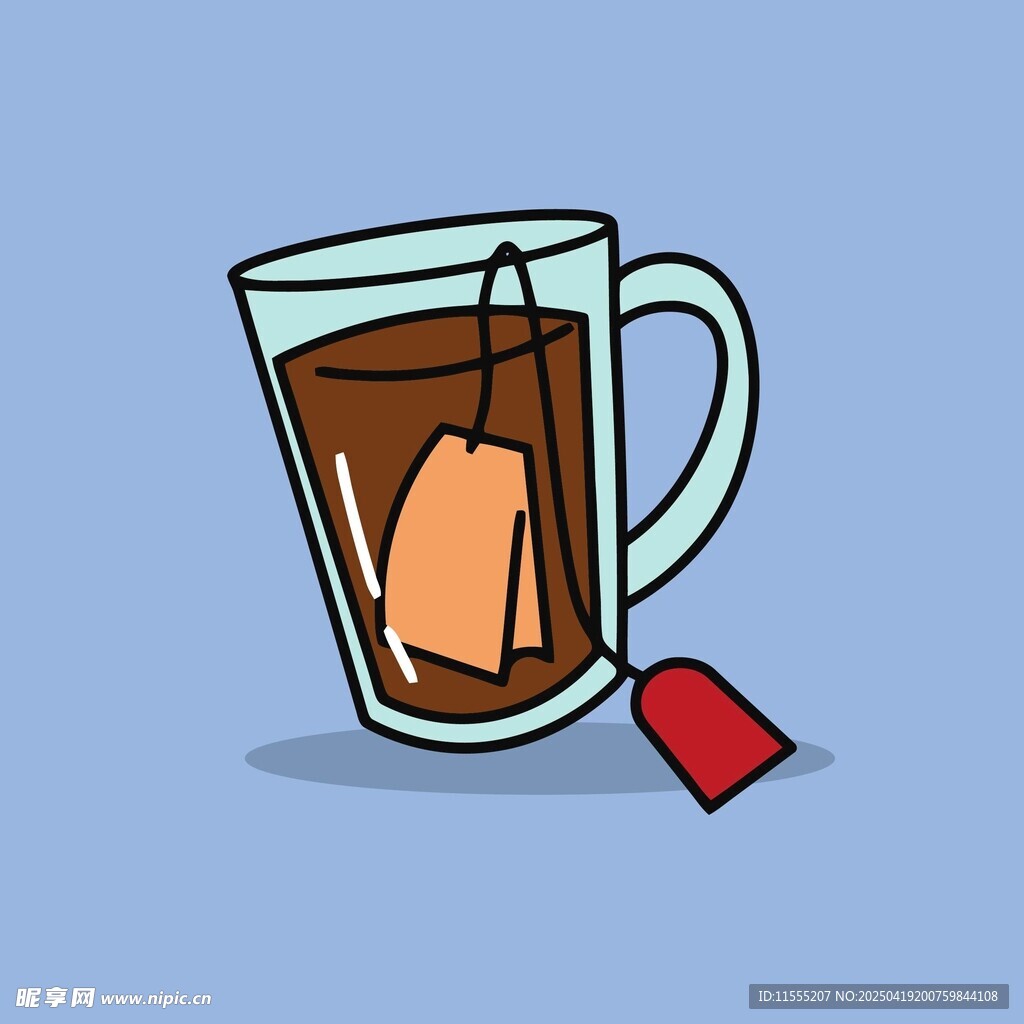 卡通風格的杯裝袋泡茶