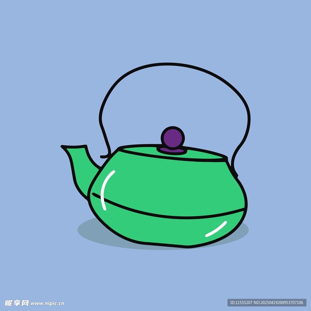 綠色卡通茶壺插畫