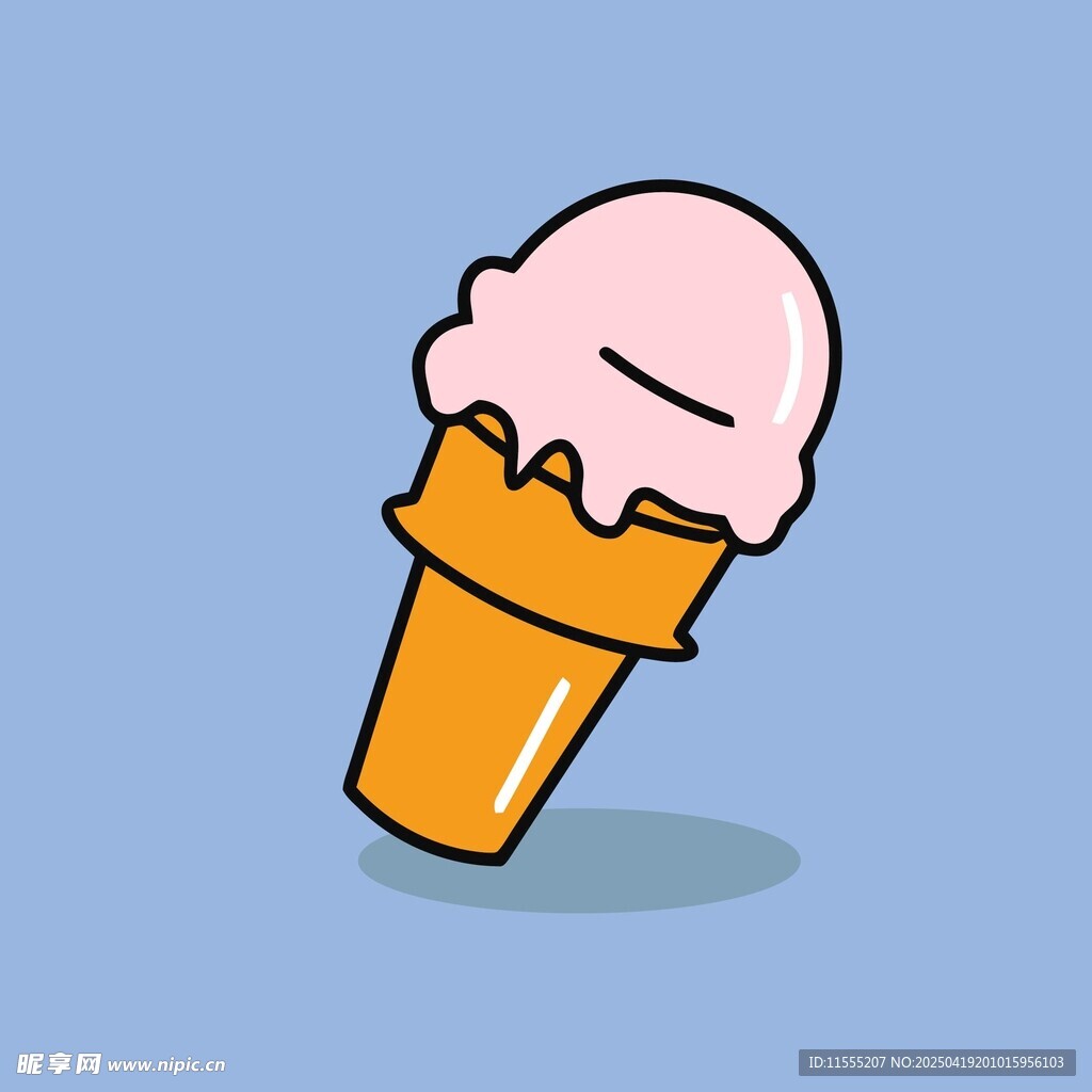 傾斜的冰淇淋甜筒