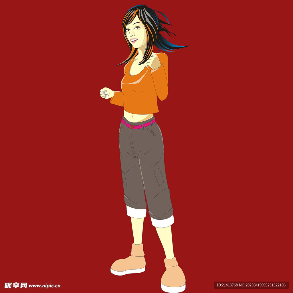 紅衣女子動感姿態(tài)展示