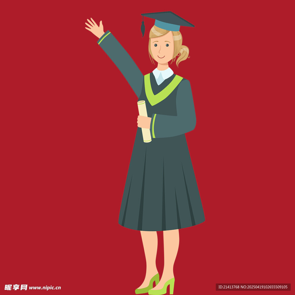 畢業(yè)女生揮手慶祝