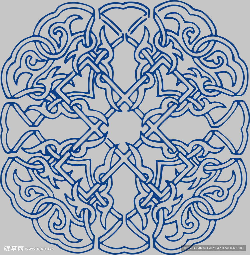 藍(lán)色中式傳統(tǒng)花紋圖案