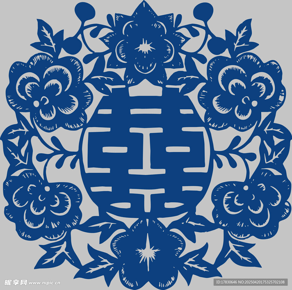 中式傳統雙喜剪紙圖案