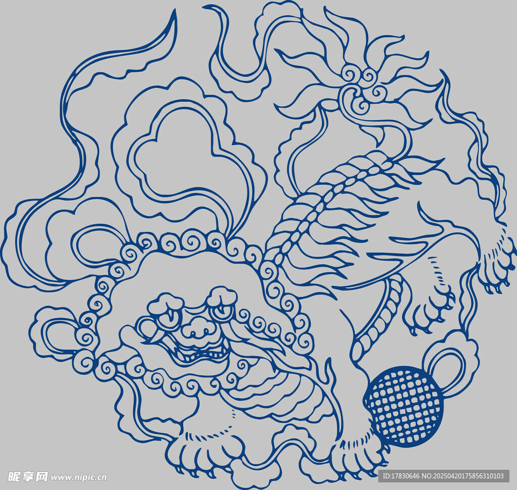 傳統(tǒng)中式瑞獸獅子紋樣