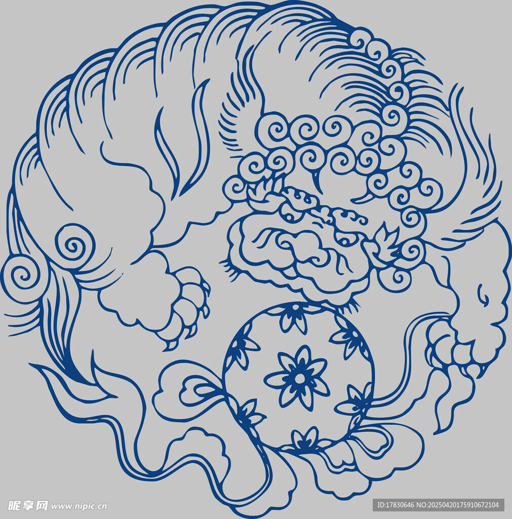 傳統中式瑞獸紋樣圖案