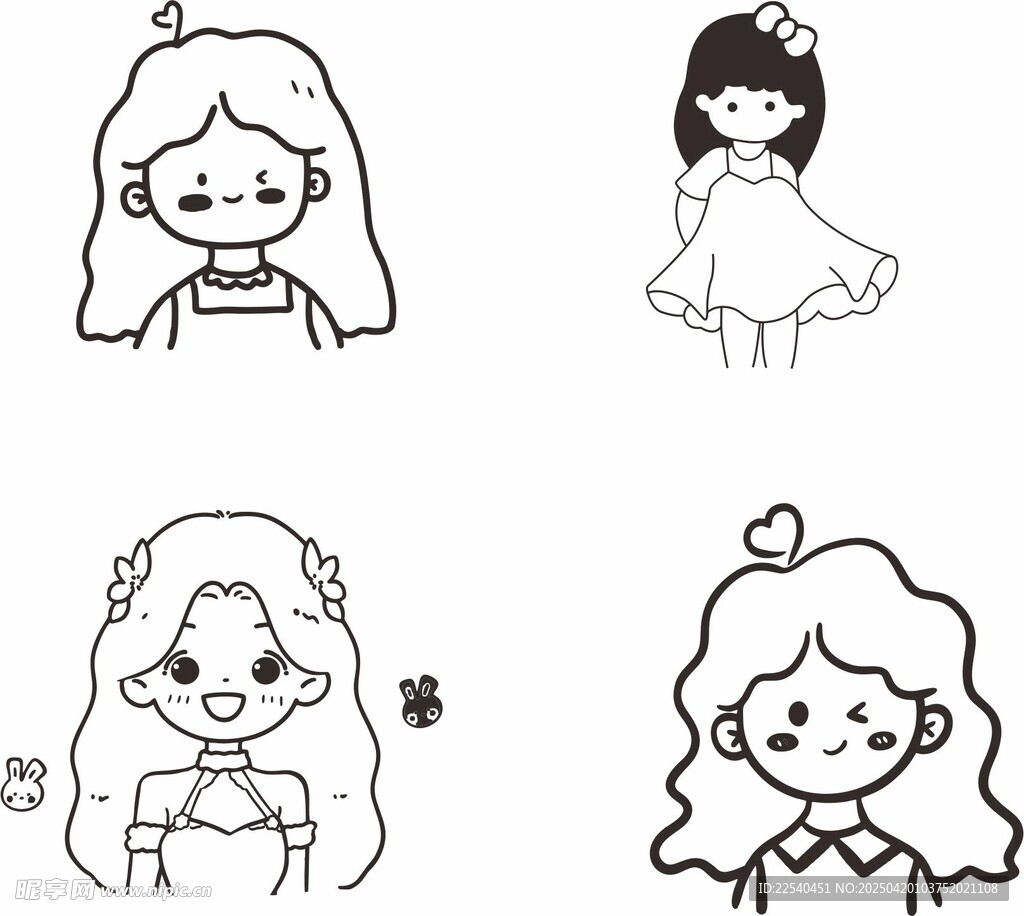 簡筆畫女孩