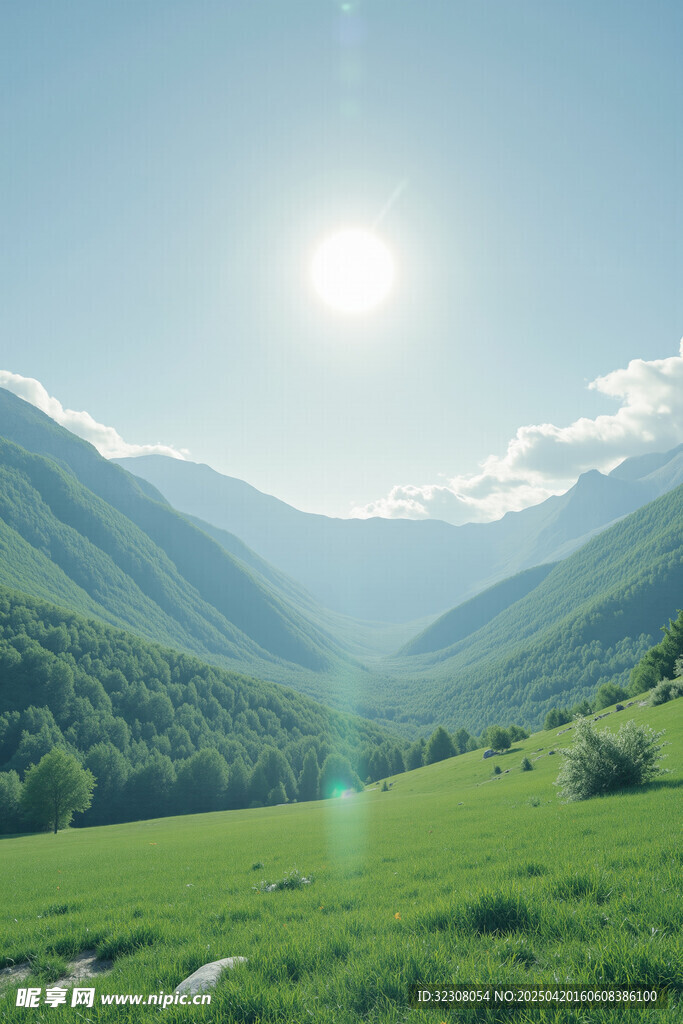 山間綠野陽光美景