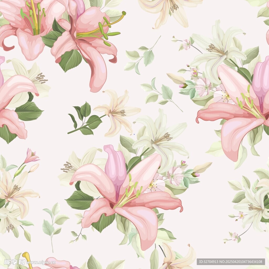 粉色百合花花卉圖案背景