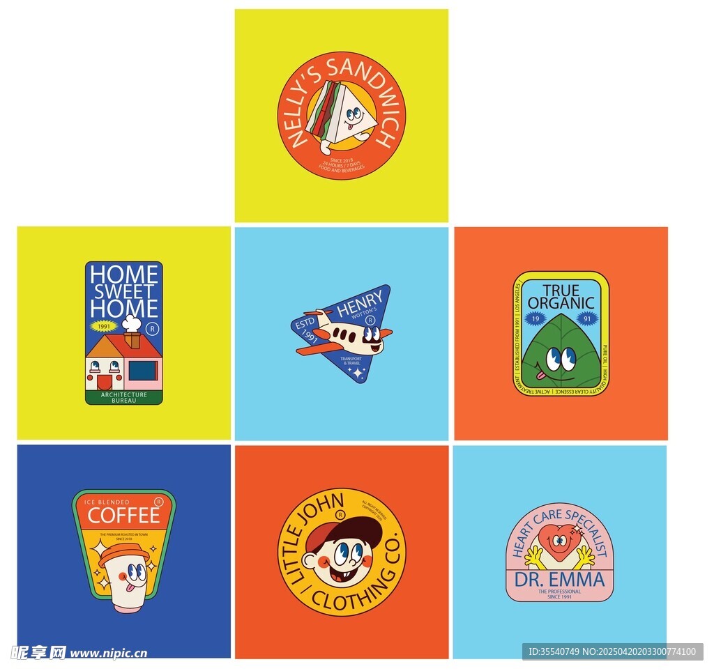 趣味卡通形象貼紙LOGO標志