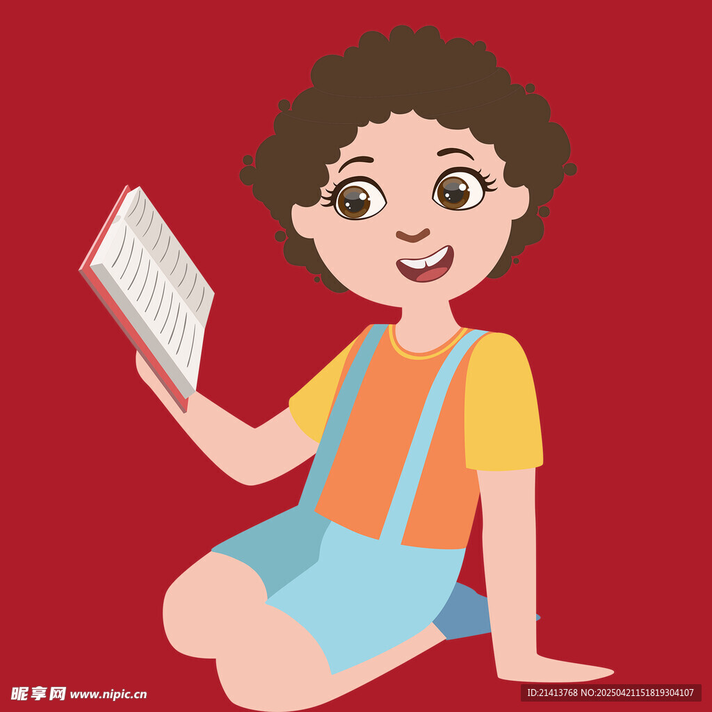 坐著看書(shū)的可愛(ài)小孩