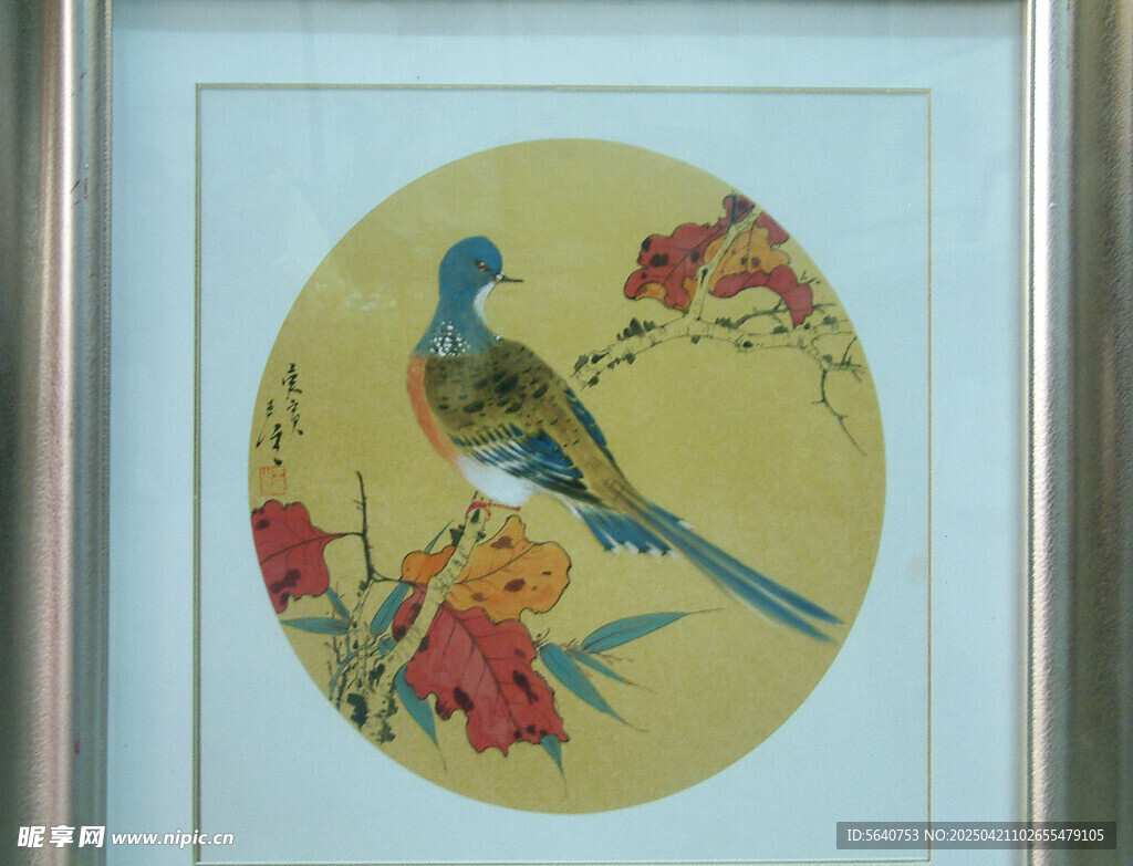 王潤圓形花鳥裝飾畫