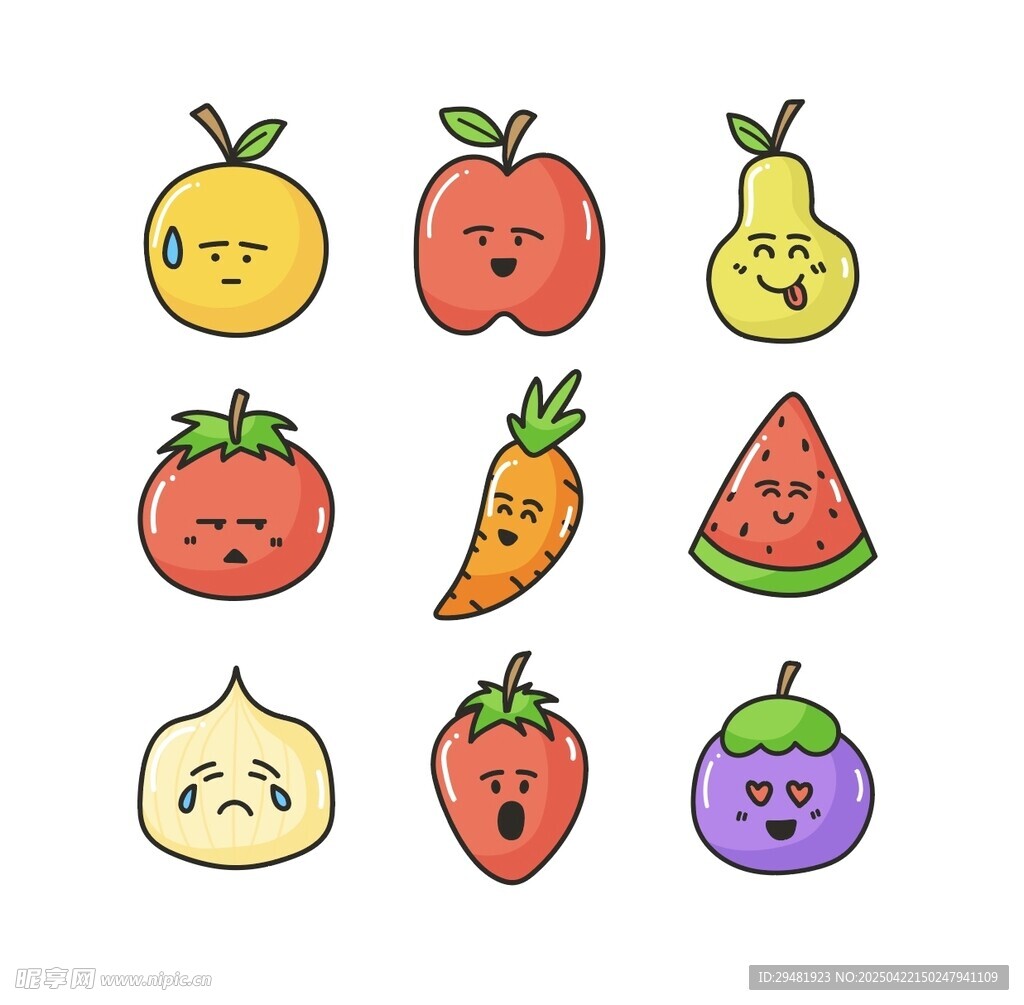 可愛表情水果插畫集合