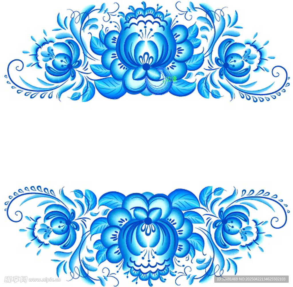 藍(lán)色精美花卉裝飾圖案