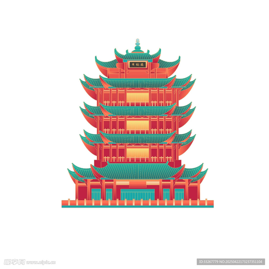 黃鶴樓建筑插畫
