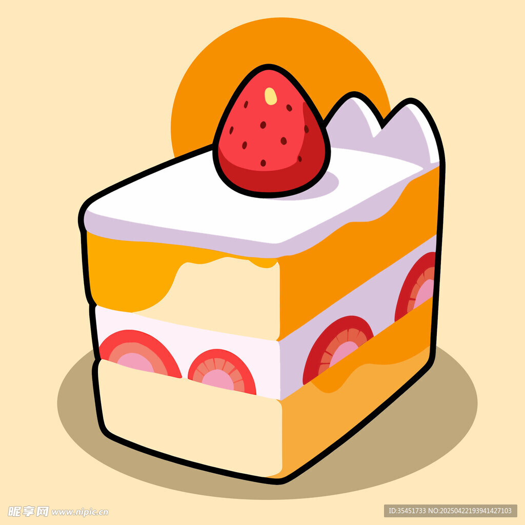 草莓夾心蛋糕插畫