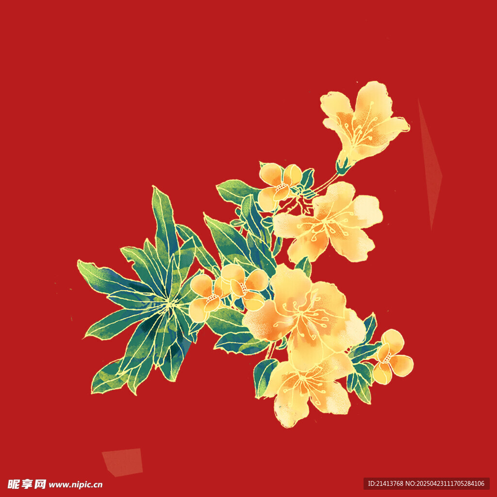 紅色背景上的精美花卉圖案