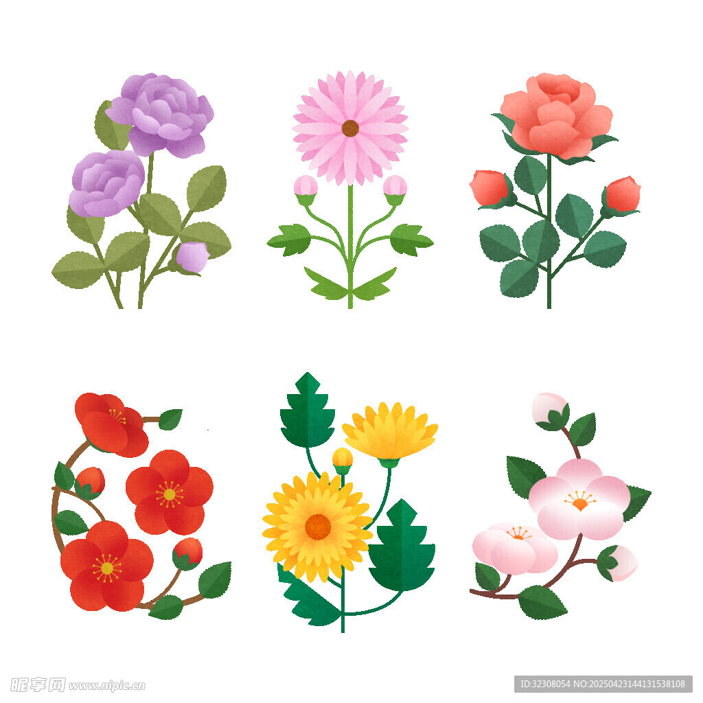 多彩花卉圖案集合