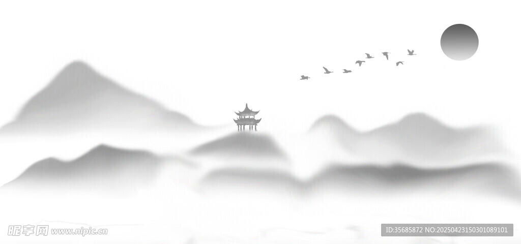 中國風水墨山水意境圖