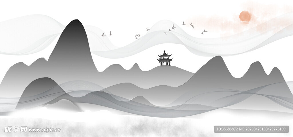 中國(guó)風(fēng)水墨山水意境圖