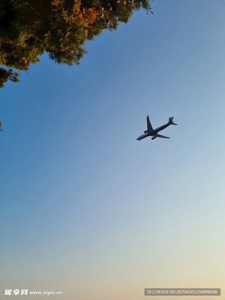 藍天中翱翔的飛機