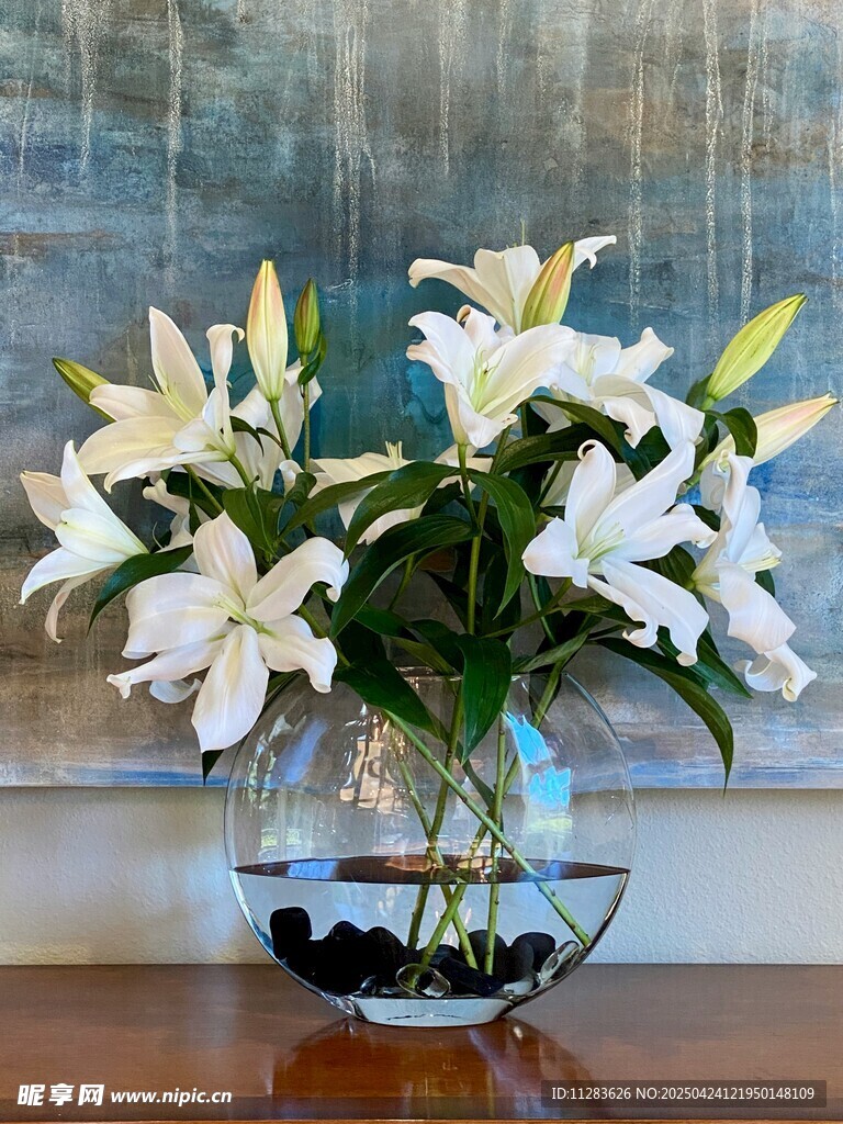 透明花瓶中的優(yōu)雅白百合