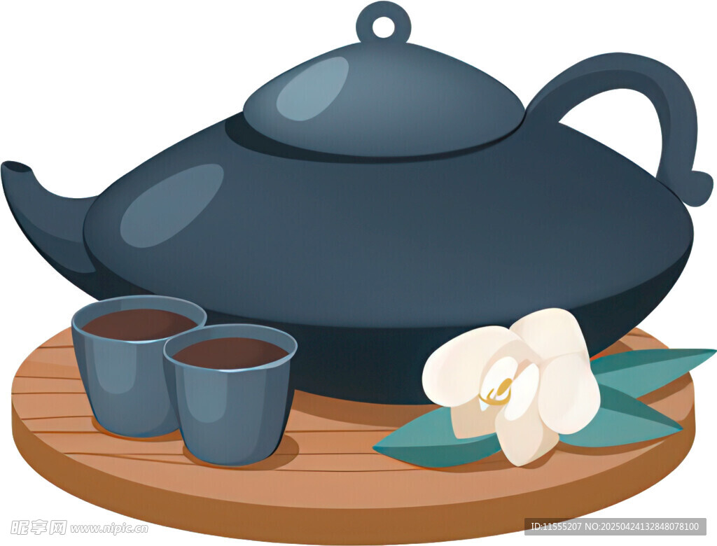 中式茶具與素雅花卉組合