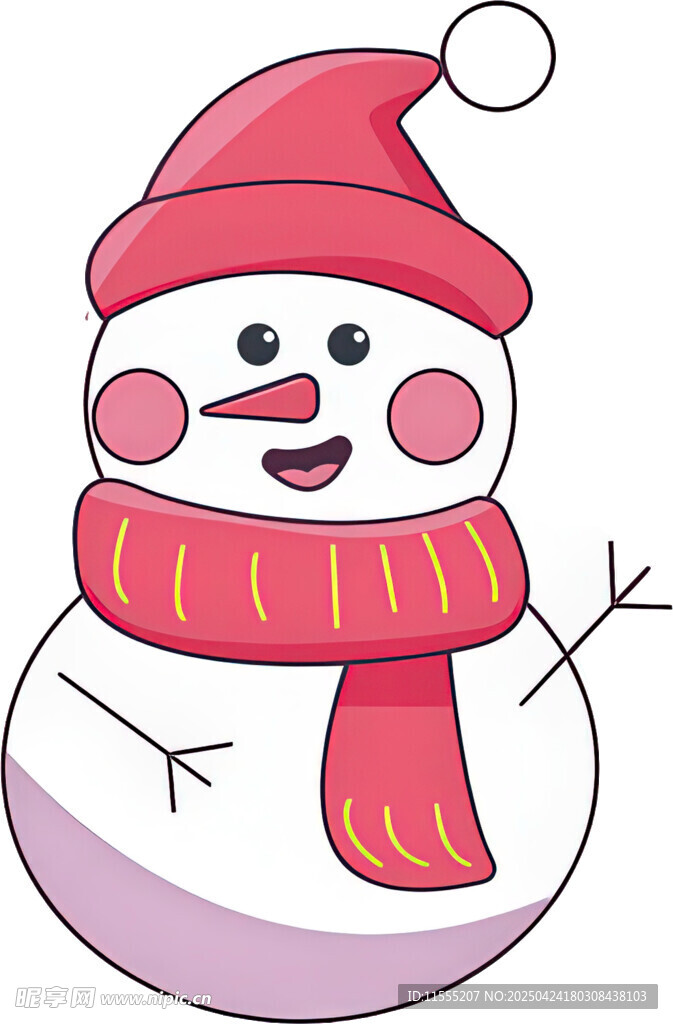 戴帽圍巾的可愛小雪人