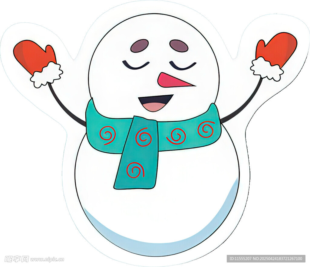 可愛微笑雪人插畫