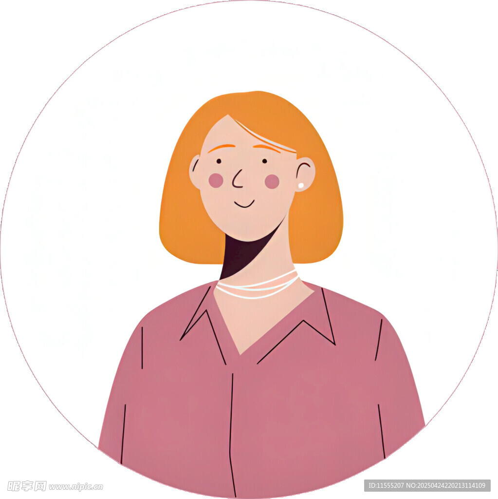 短發女士卡通形象插畫