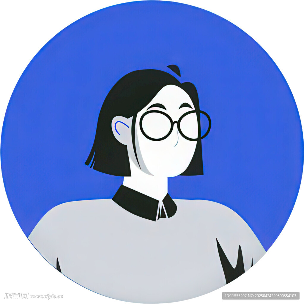 戴眼鏡的短發女性形象