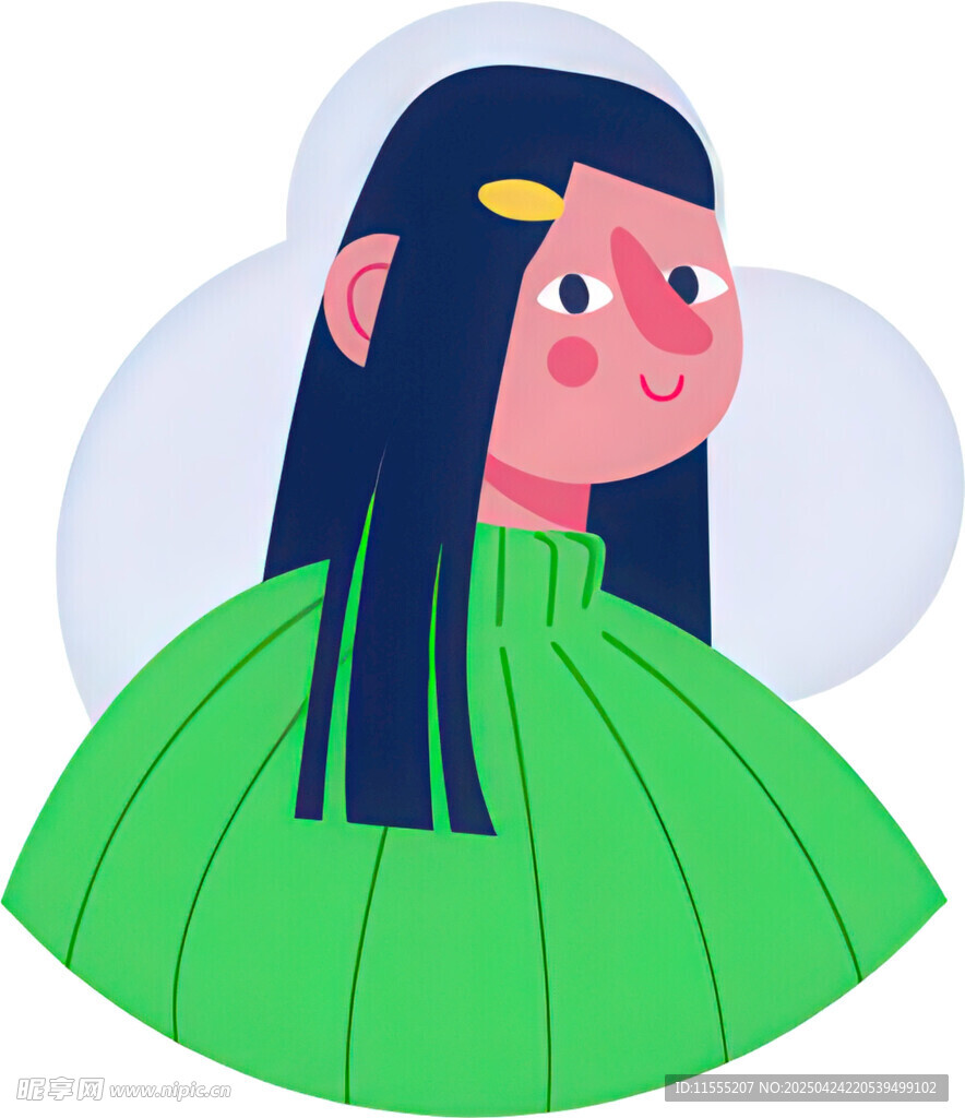 穿綠衣的可愛卡通女孩