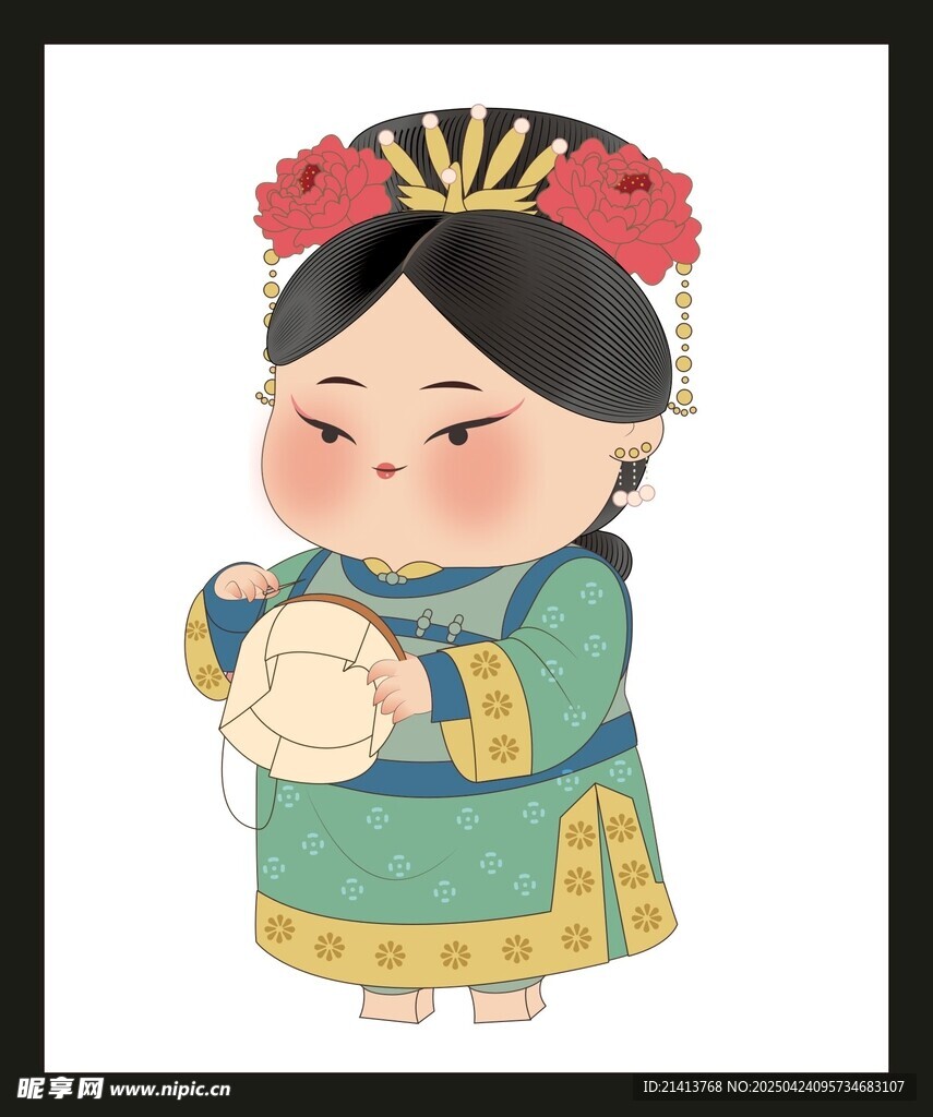 可愛古風孩童形象插畫