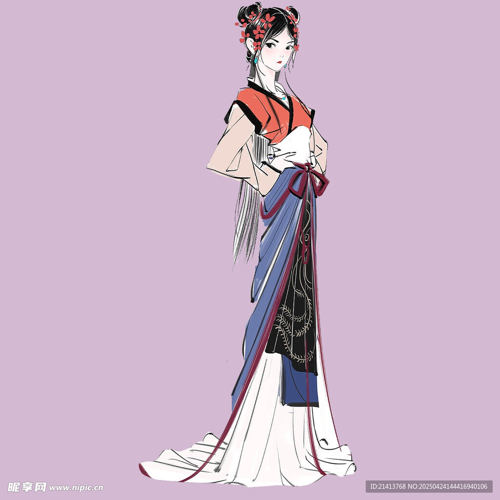 古風漢服女子優雅立姿