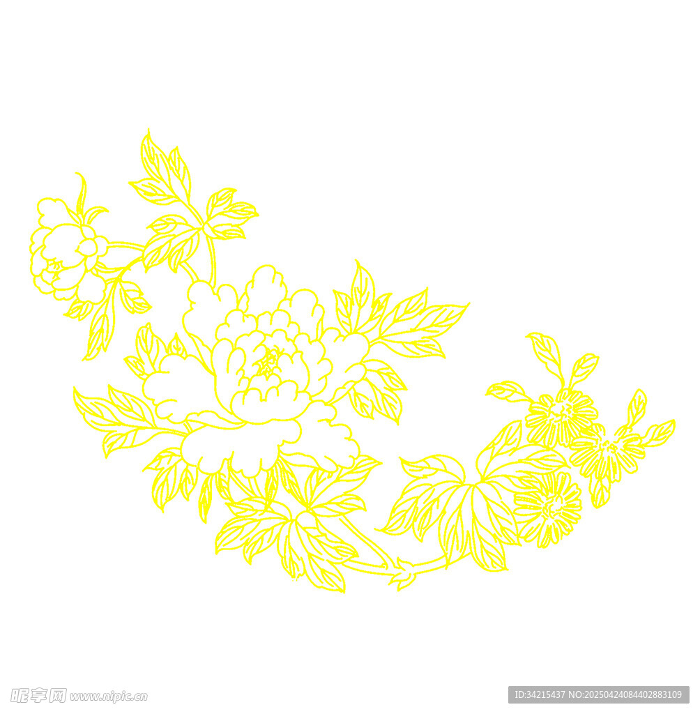 黃色花卉圖案裝飾元素