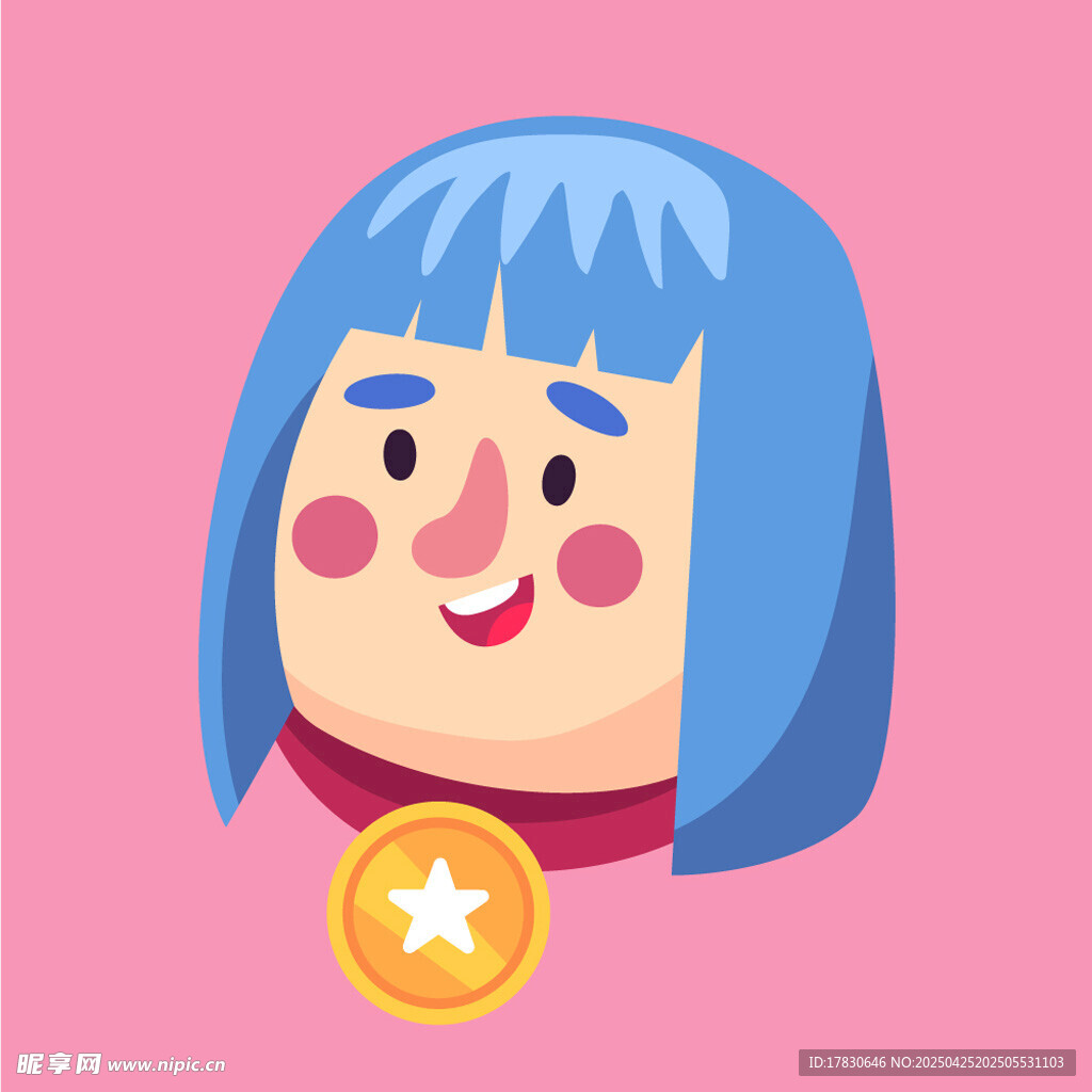 戴勛章的卡通女孩形象