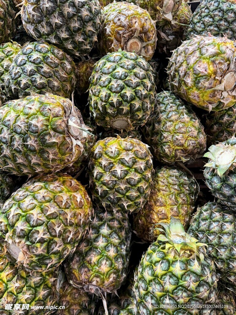 一堆新鮮菠蘿待售