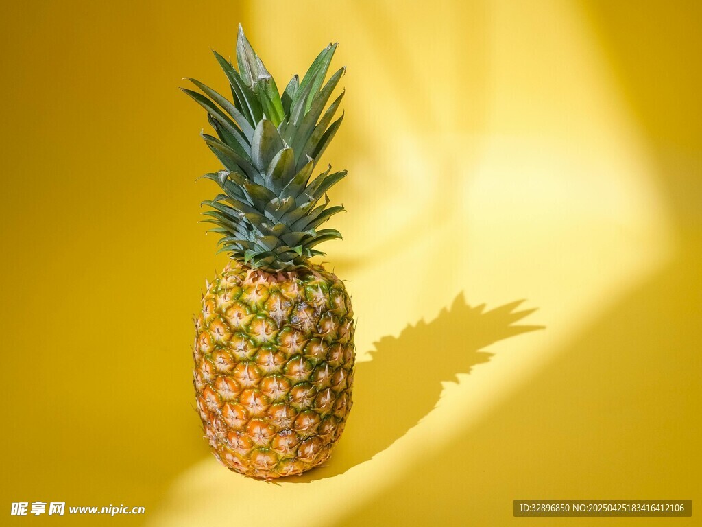 黃色背景上的新鮮菠蘿