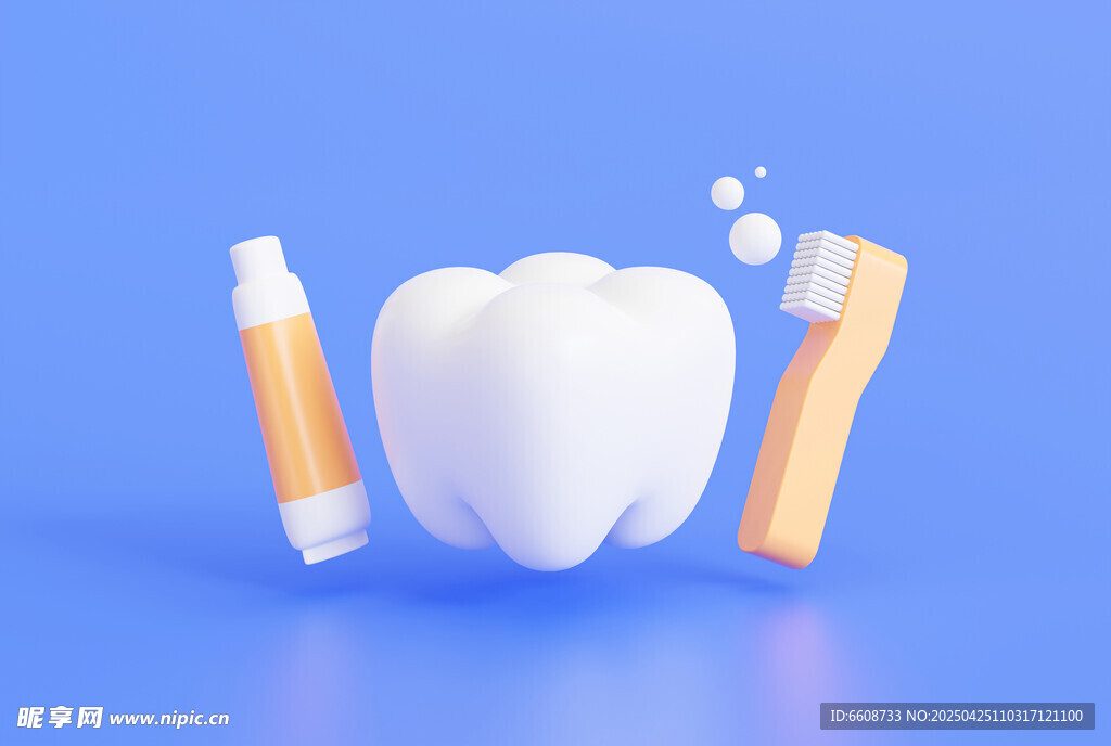藍色背景下的牙齒護理用品