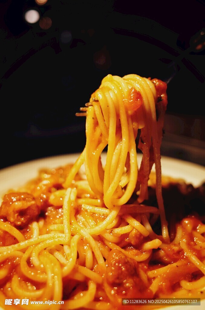 美味意大利肉醬面特寫