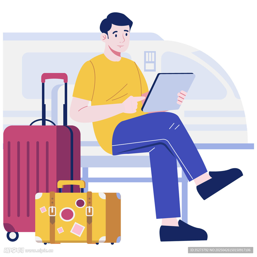 候機旅客插圖